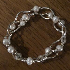 Silver Pearl Bracelets